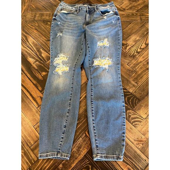 Judy Blue Denim - Judy Blue Skinny Jeans Women 14W Patchwork Grunge Summer Cute Preppy Distressed